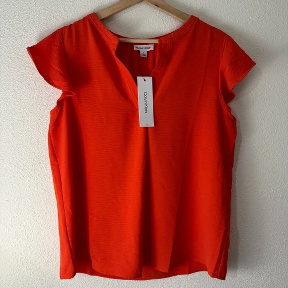 NWT Calvin Klein Orange Suit Blouse - Picture 2 of 4
